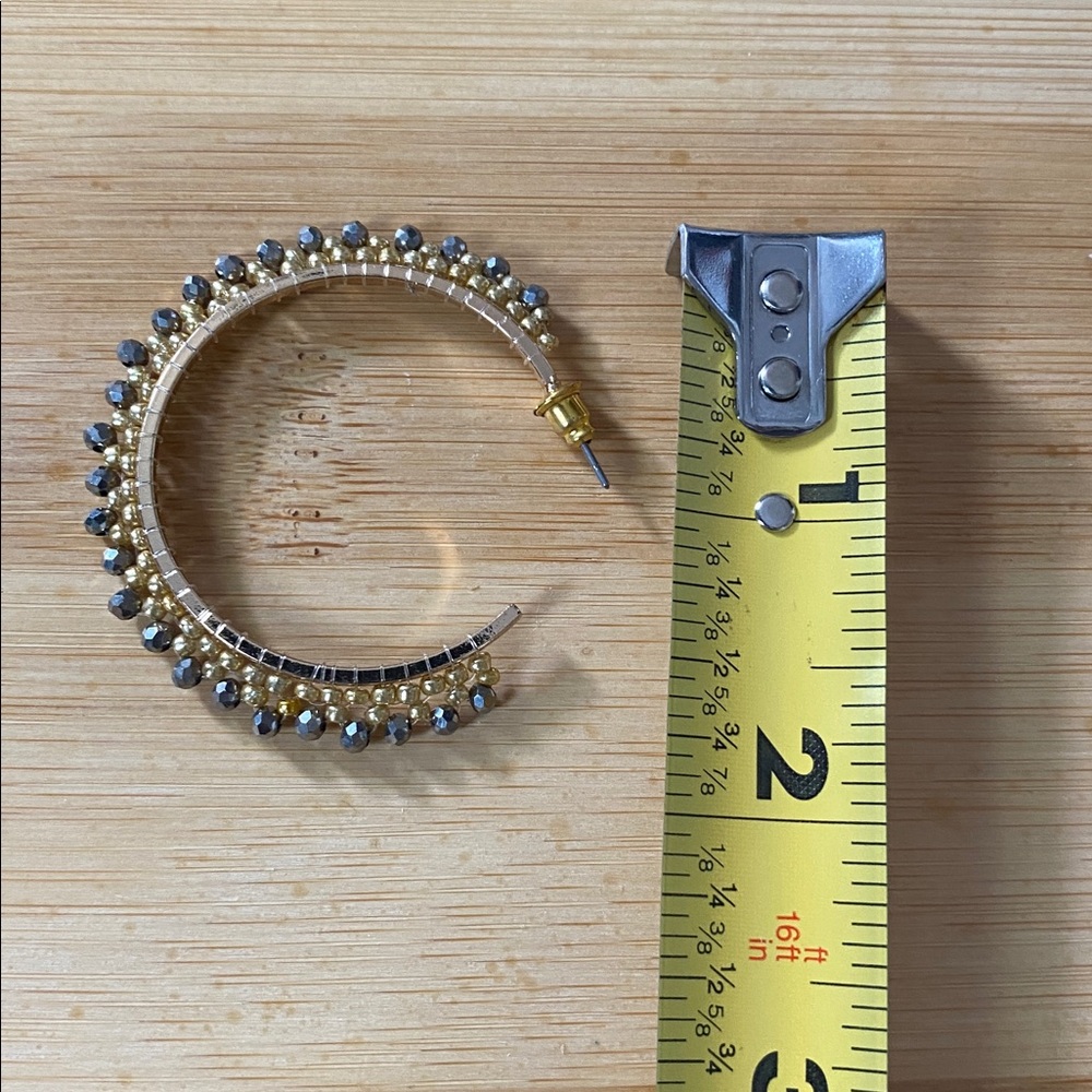 Hematite Bead Hoop Earrings